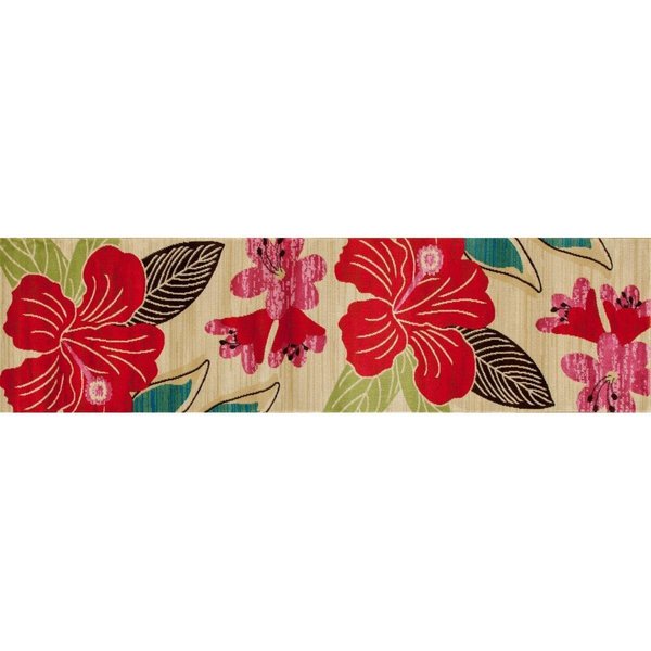 Art Carpet Art Carpet 841864117899 2 x 8 ft. Antigua Collection Hibiscus Woven Area Rug; Beige 841864117899